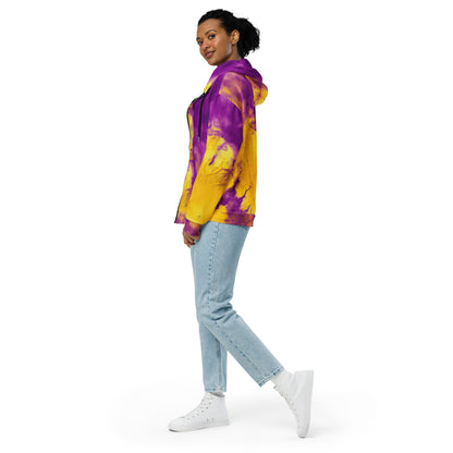 Yellow and Violet Blue Tie Dye Zip Hoodie | Unisex