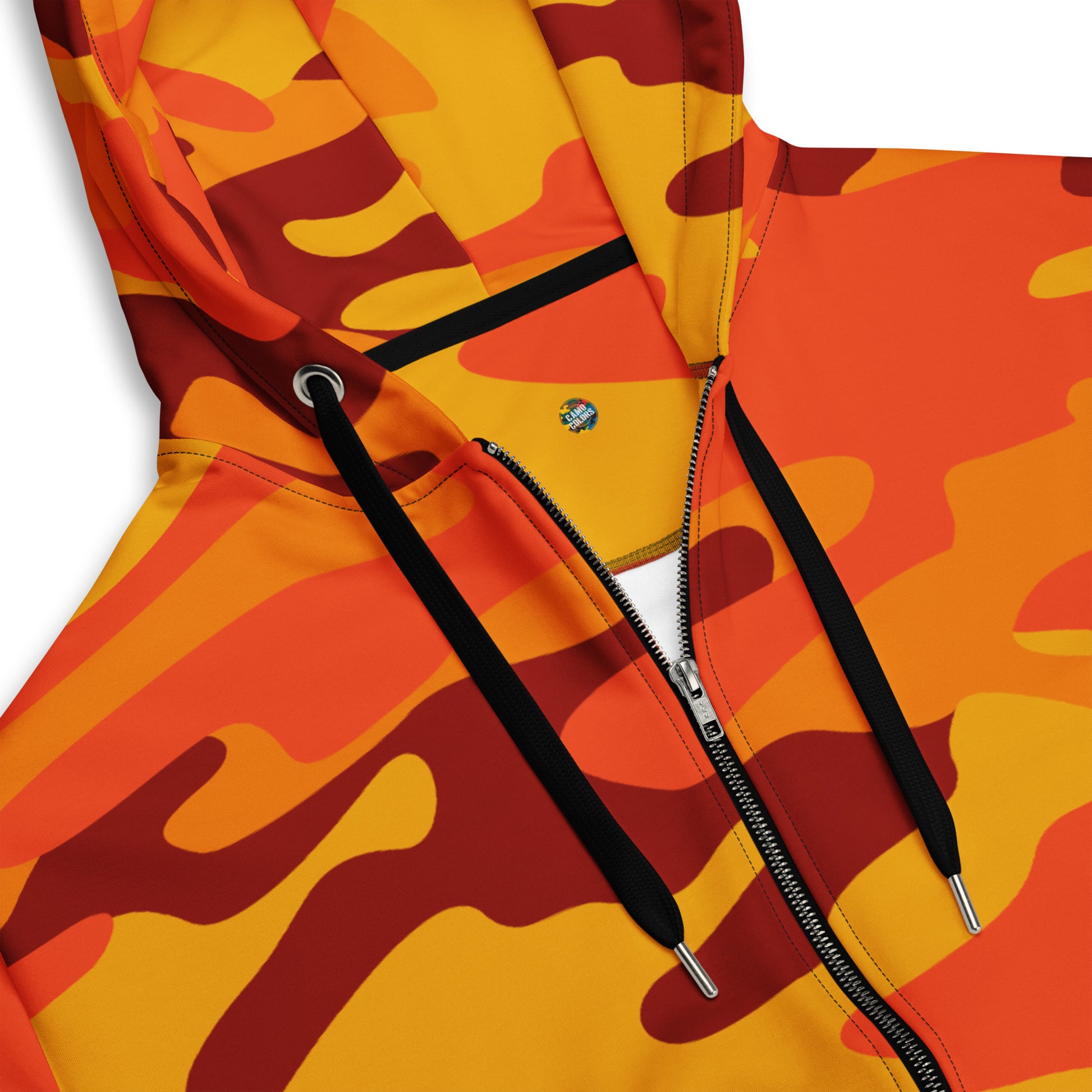 Zip Up Camo Hoodie | Unisex | Orange & Red Camouflage