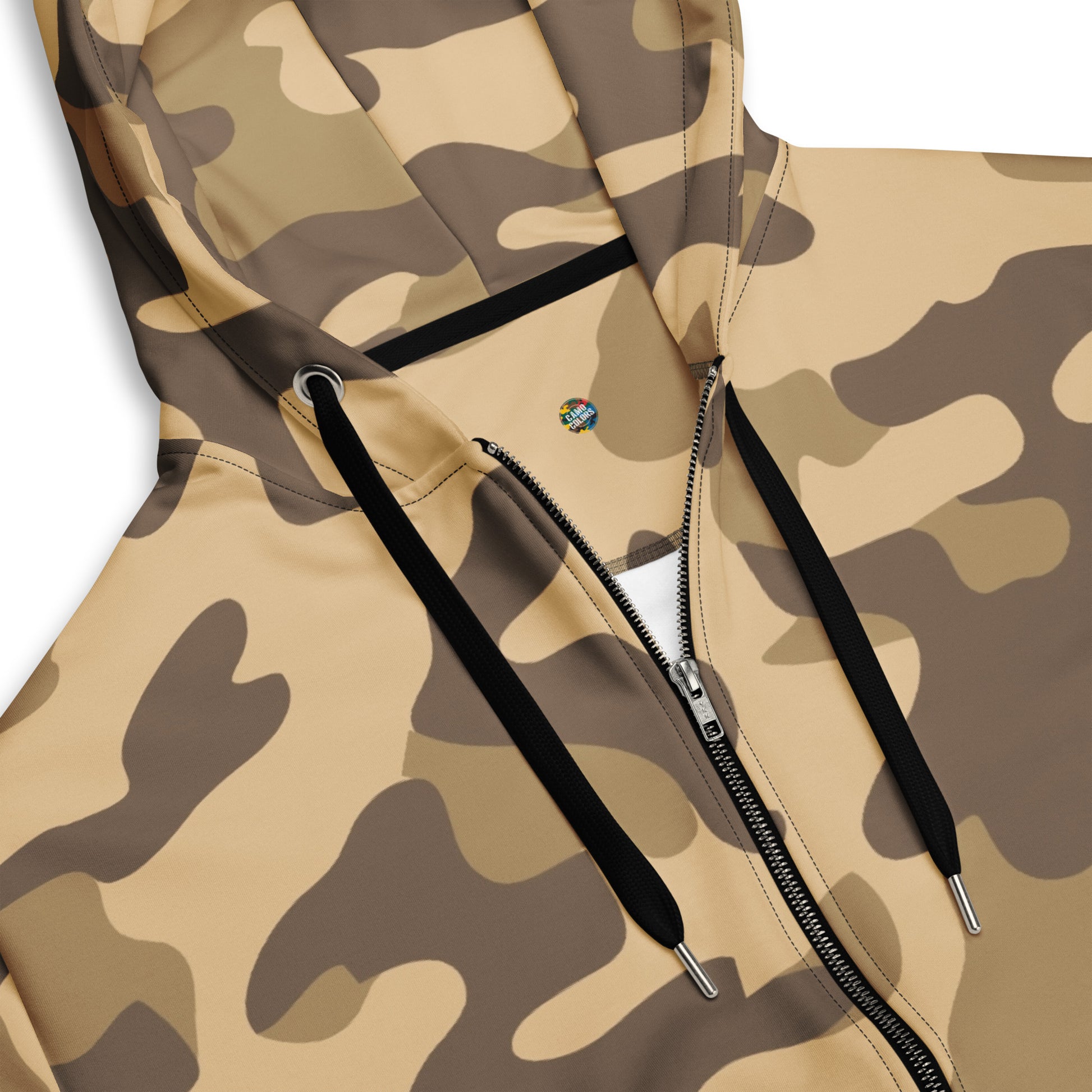 Zip Up Camo Hoodie | Unisex | Khaki Camouflage