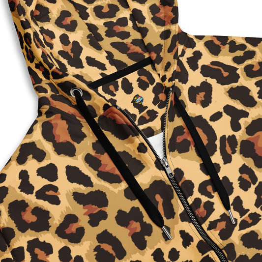 Leopard Zip Up Hoodie | Unisex | Brown & Black Print