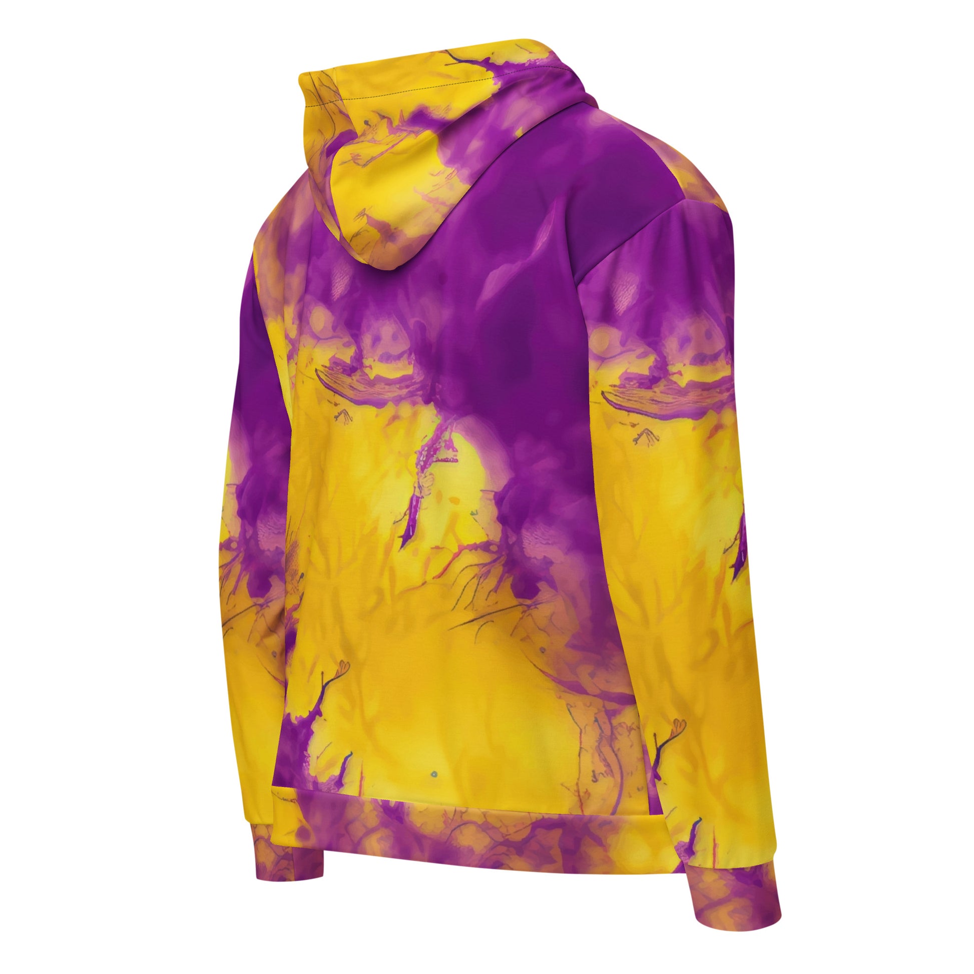 Yellow and Violet Blue Tie Dye Zip Hoodie | Unisex