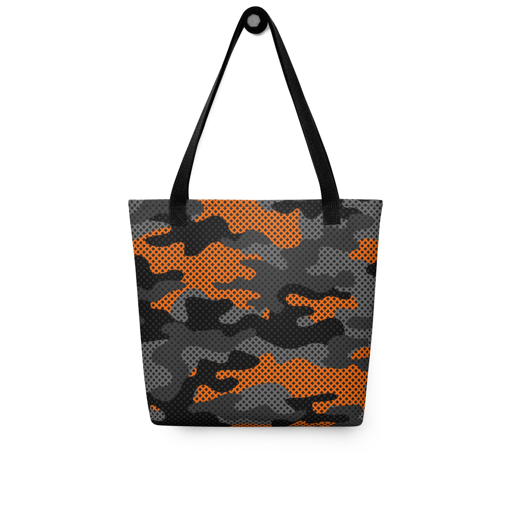 Camo Tote Bag | Orange & Black Pixel Camouflage