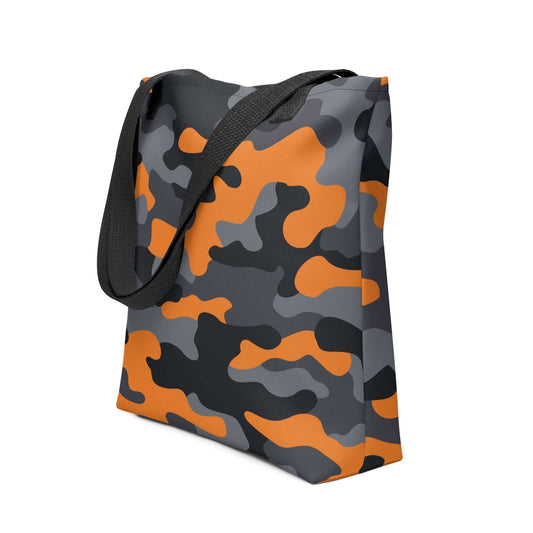 Camo Tote Bag | Orange, Black & Gray Camouflage