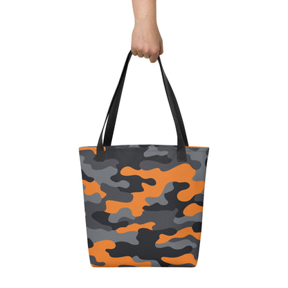 Camo Tote Bag | Orange, Black & Gray Camouflage