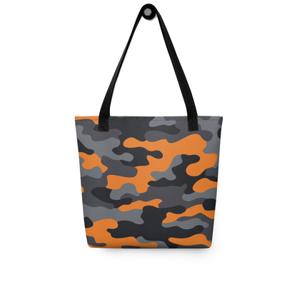 Camo Tote Bag | Orange, Black & Gray Camouflage