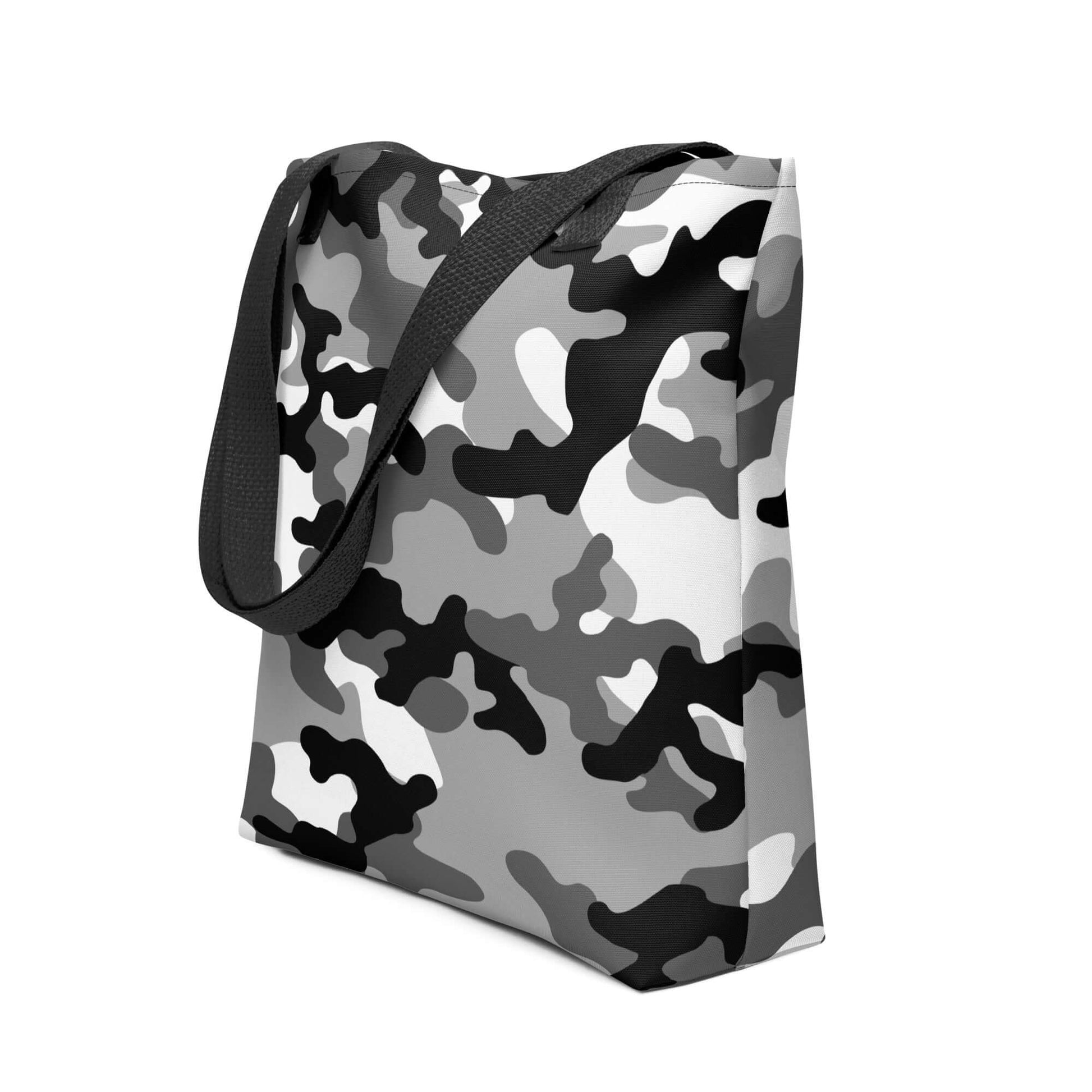 Camo Tote Bag | Black, Gray & White Camouflage