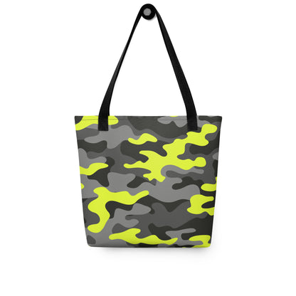 Camo Tote Bag | Black, Gray & Yellow Camouflage