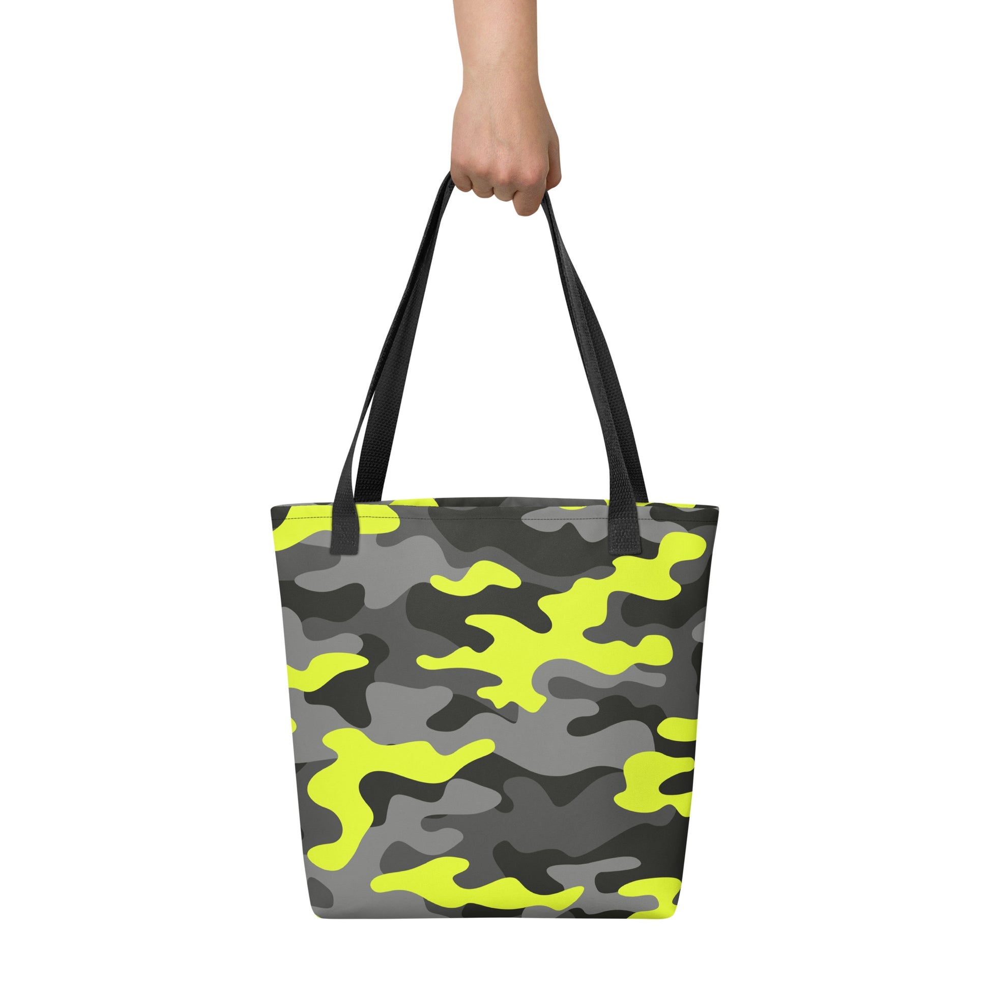 Camo Tote Bag | Black, Gray & Yellow Camouflage