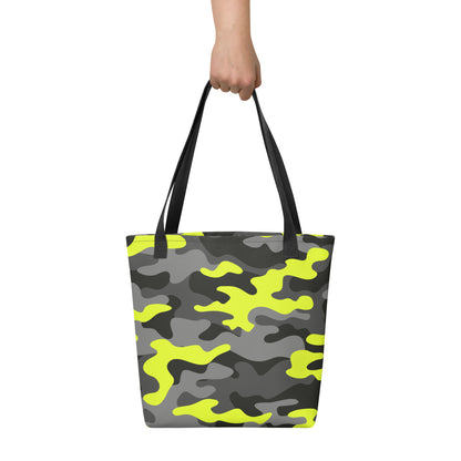 Camo Tote Bag | Black, Gray & Yellow Camouflage