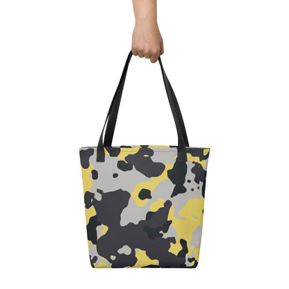 Camo Tote Bag | Yellow, Black & Silver Camouflage