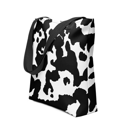 Camo Tote Bag | Black & White Cow Camouflage