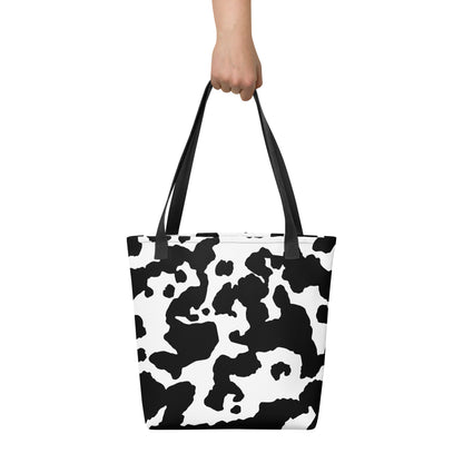 Camo Tote Bag | Black & White Cow Camouflage