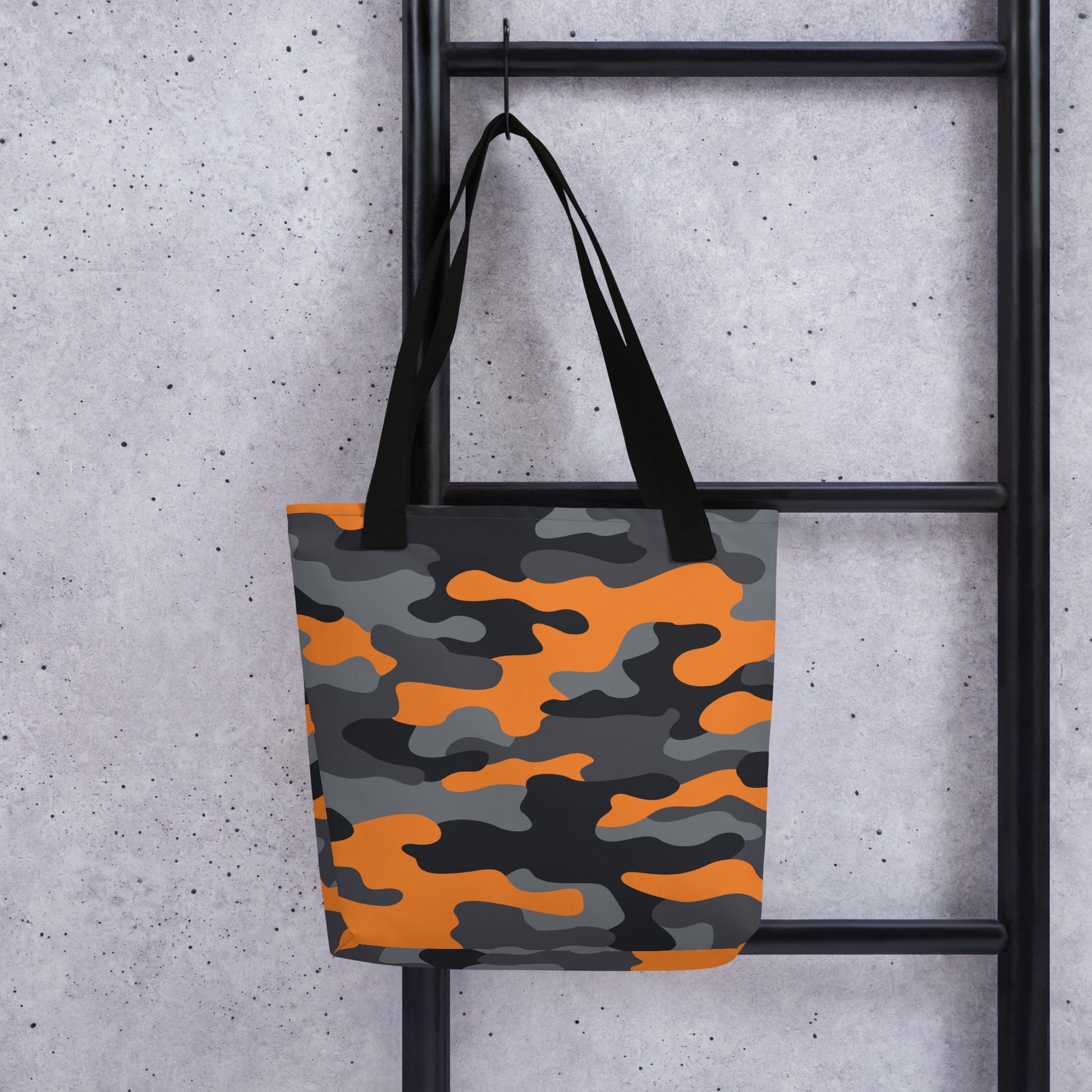 Camo Tote Bag | Orange, Black & Gray Camouflage