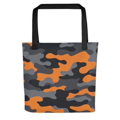 Camo Tote Bag | Orange, Black & Gray Camouflage