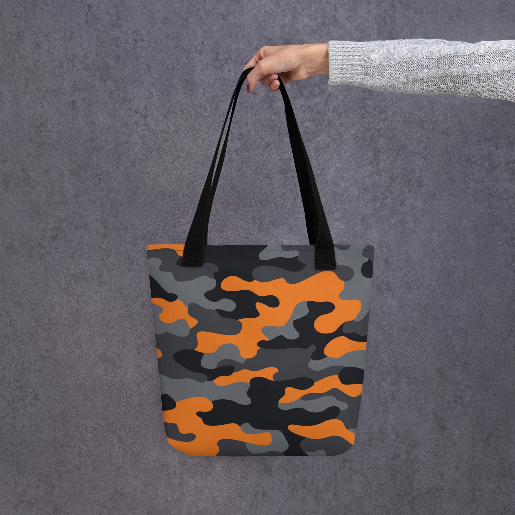 Camo Tote Bag | Orange, Black & Gray Camouflage