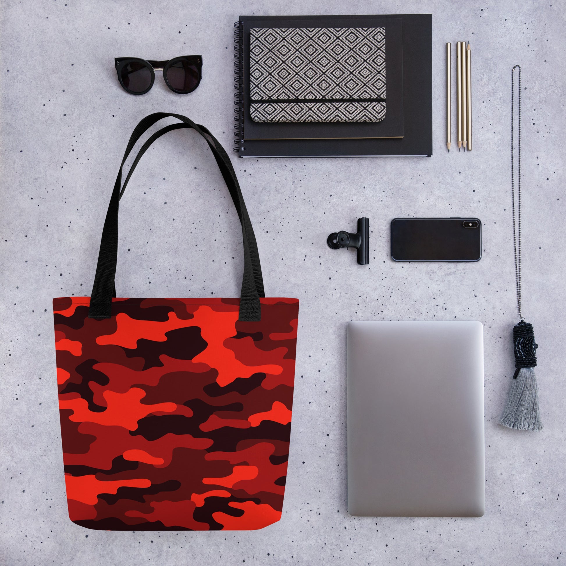 Camo Tote Bag | Scarlet Red & Black Camouflage