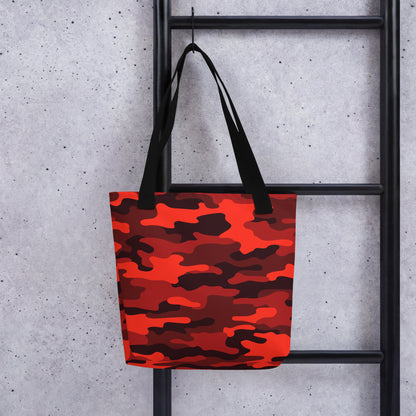 Camo Tote Bag | Scarlet Red & Black Camouflage