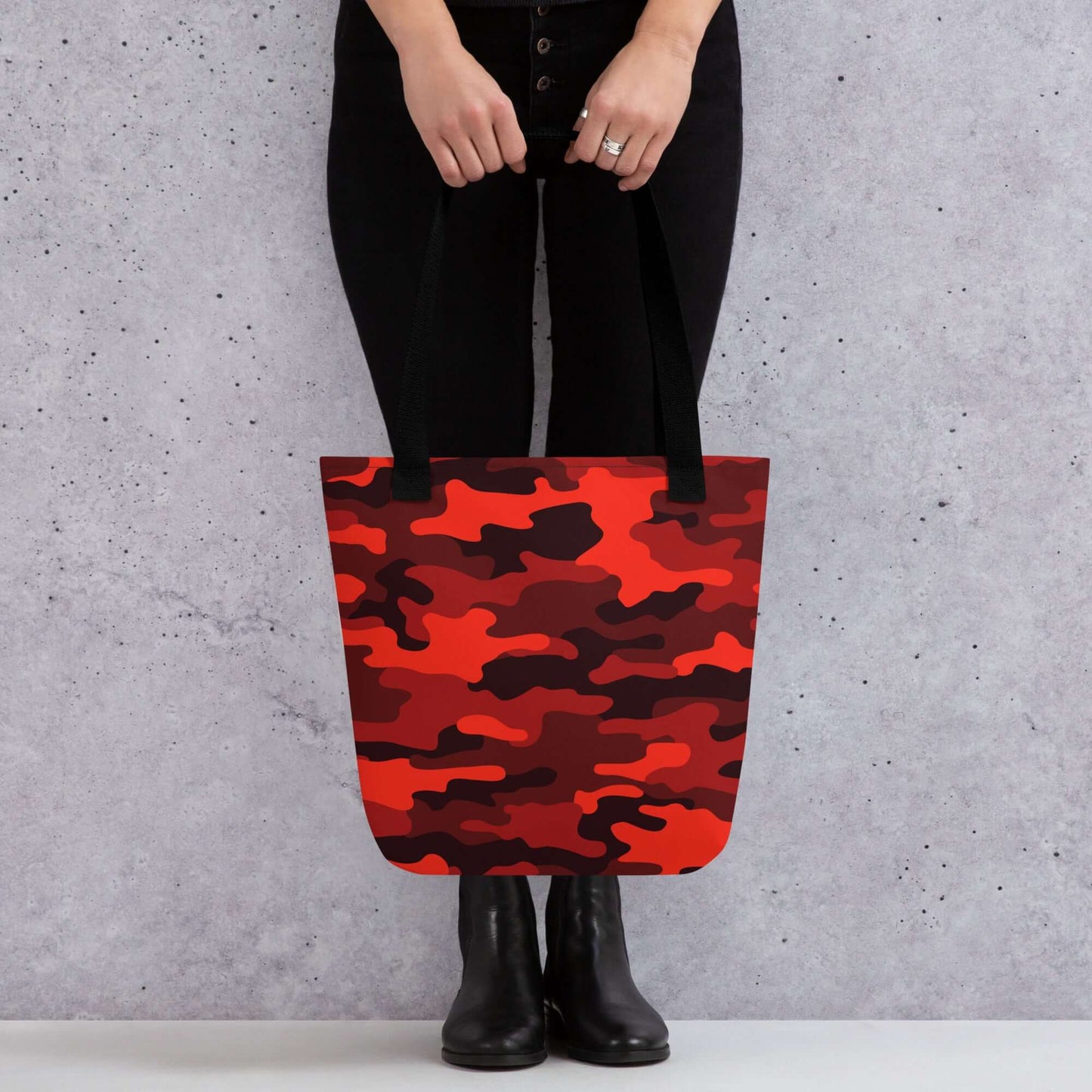 Camo Tote Bag | Scarlet Red & Black Camouflage