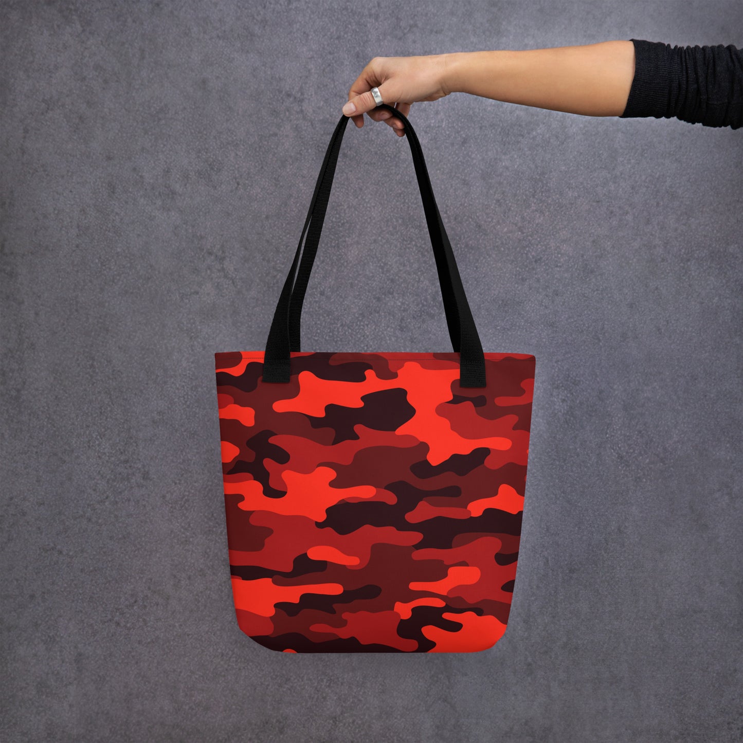 Camo Tote Bag | Scarlet Red & Black Camouflage