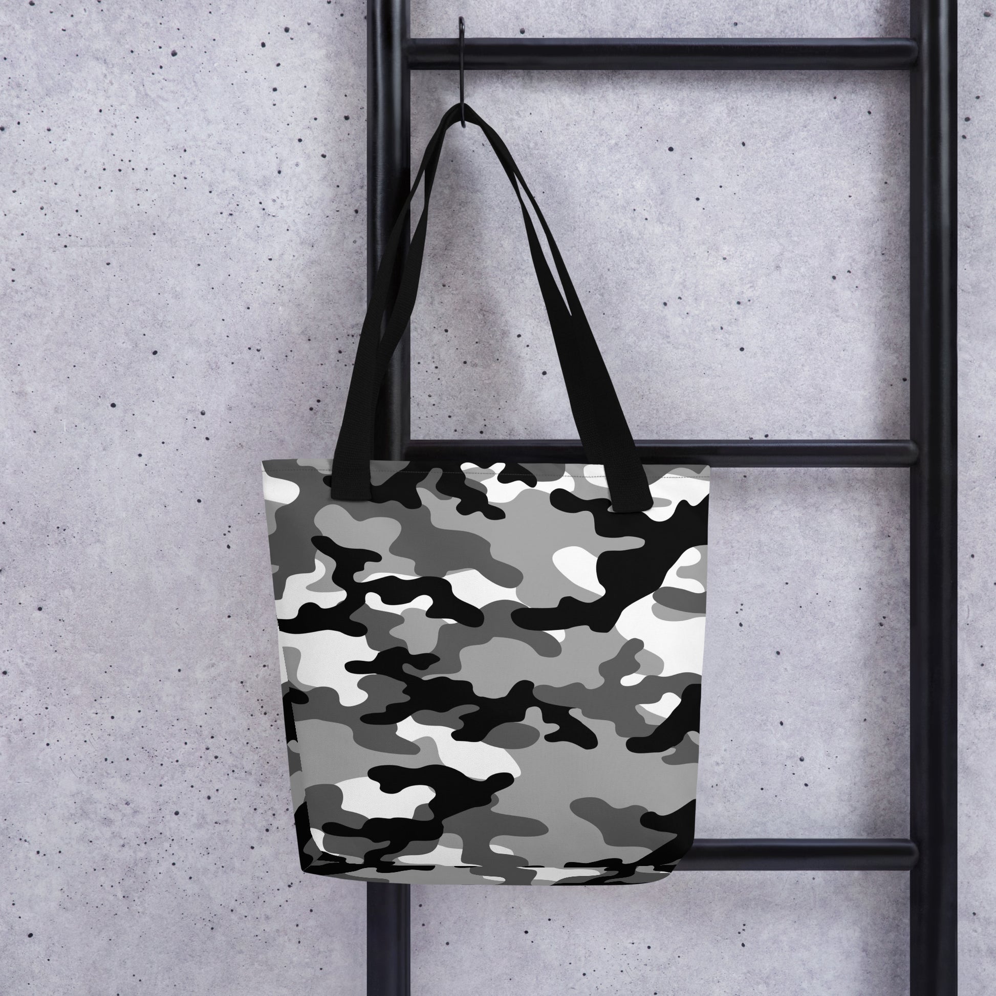 Camo Tote Bag | Black, Gray & White Camouflage