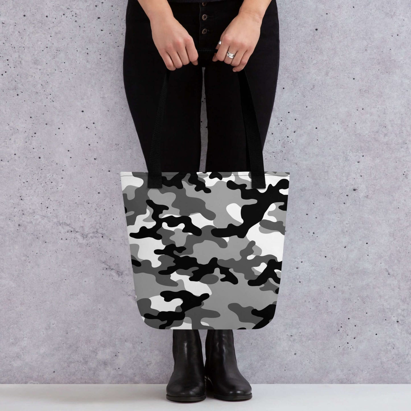 Camo Tote Bag | Black, Gray & White Camouflage