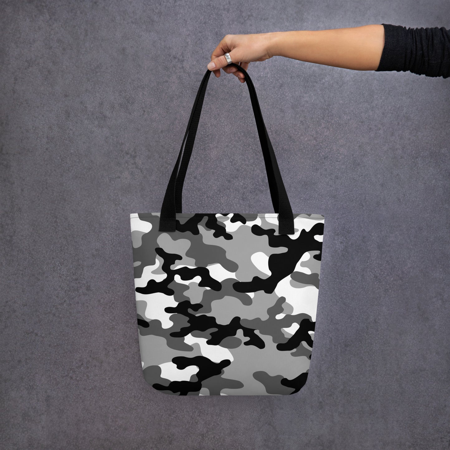 Camo Tote Bag | Black, Gray & White Camouflage