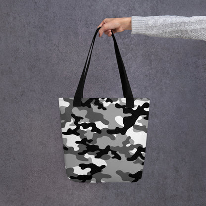 Camo Tote Bag | Black, Gray & White Camouflage