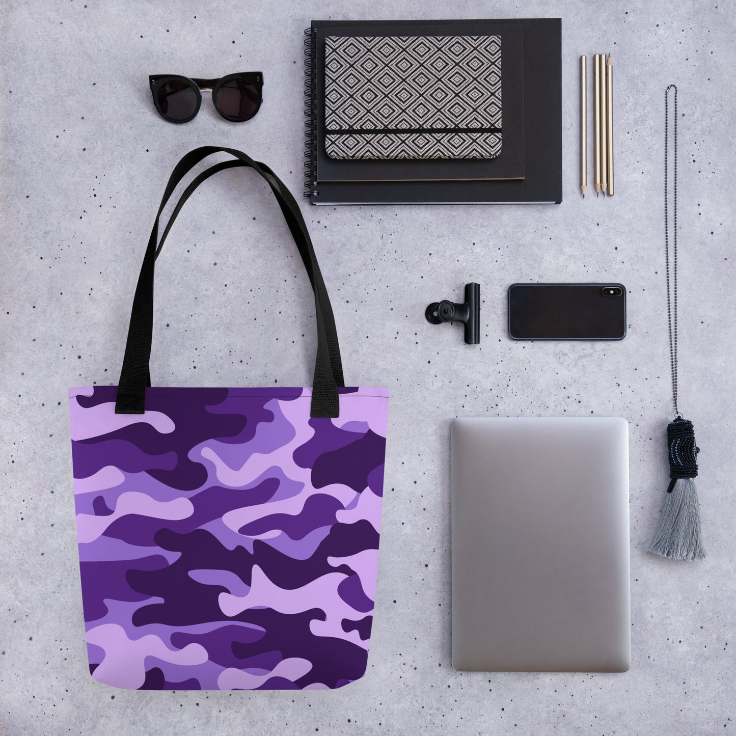 Camo Tote Bag | Purple, Blue & Mauve Camouflage