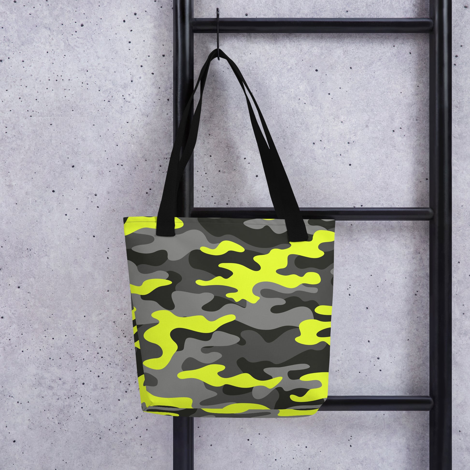 Camo Tote Bag | Black, Gray & Yellow Camouflage