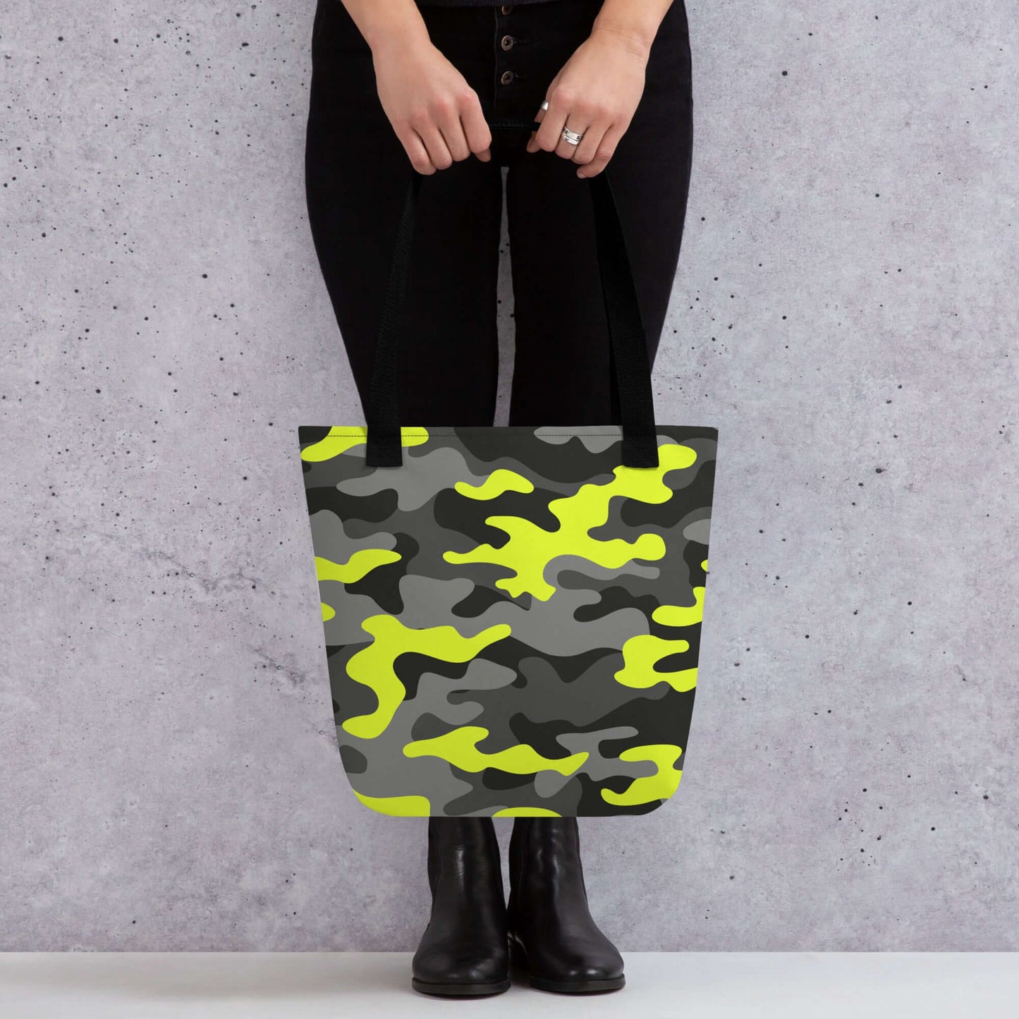 Camo Tote Bag | Black, Gray & Yellow Camouflage