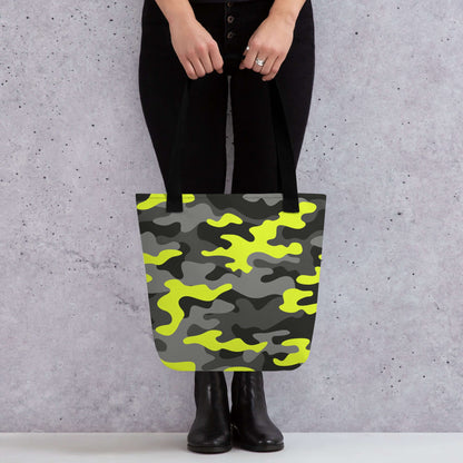 Camo Tote Bag | Black, Gray & Yellow Camouflage