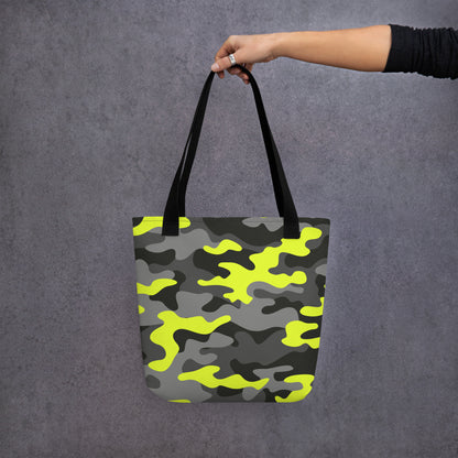 Camo Tote Bag | Black, Gray & Yellow Camouflage