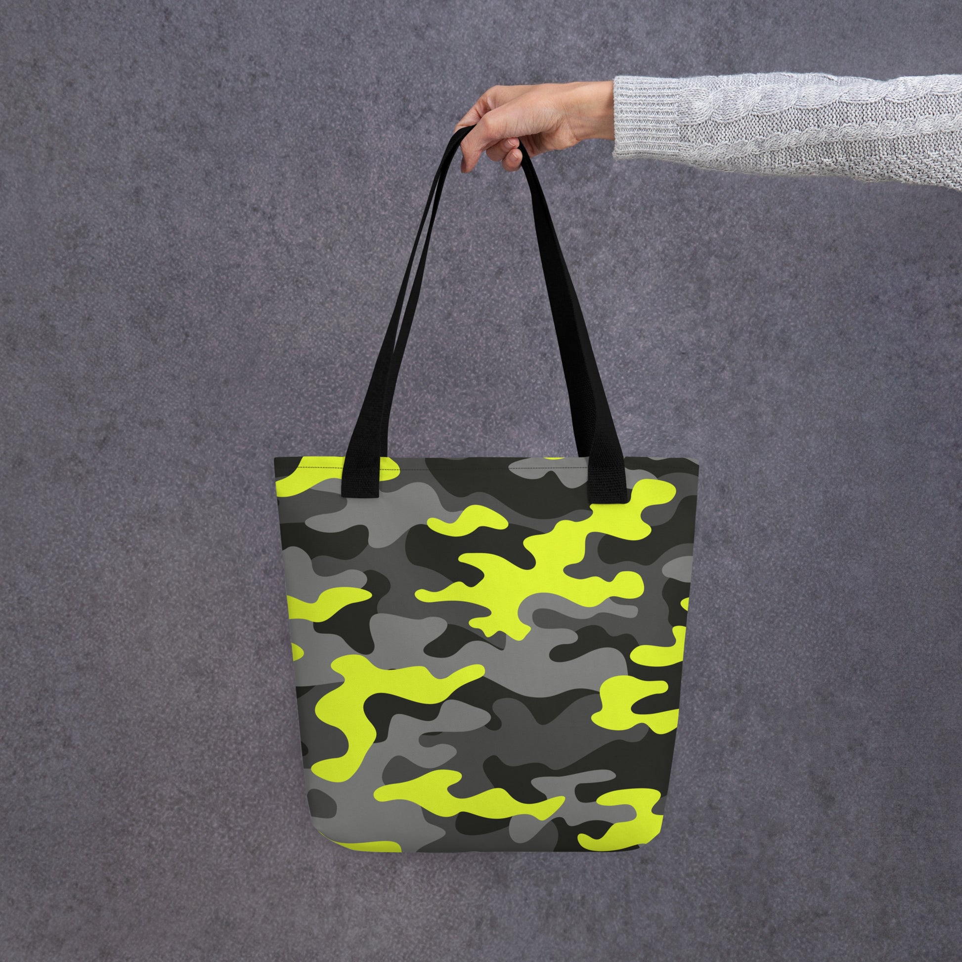 Camo Tote Bag | Black, Gray & Yellow Camouflage