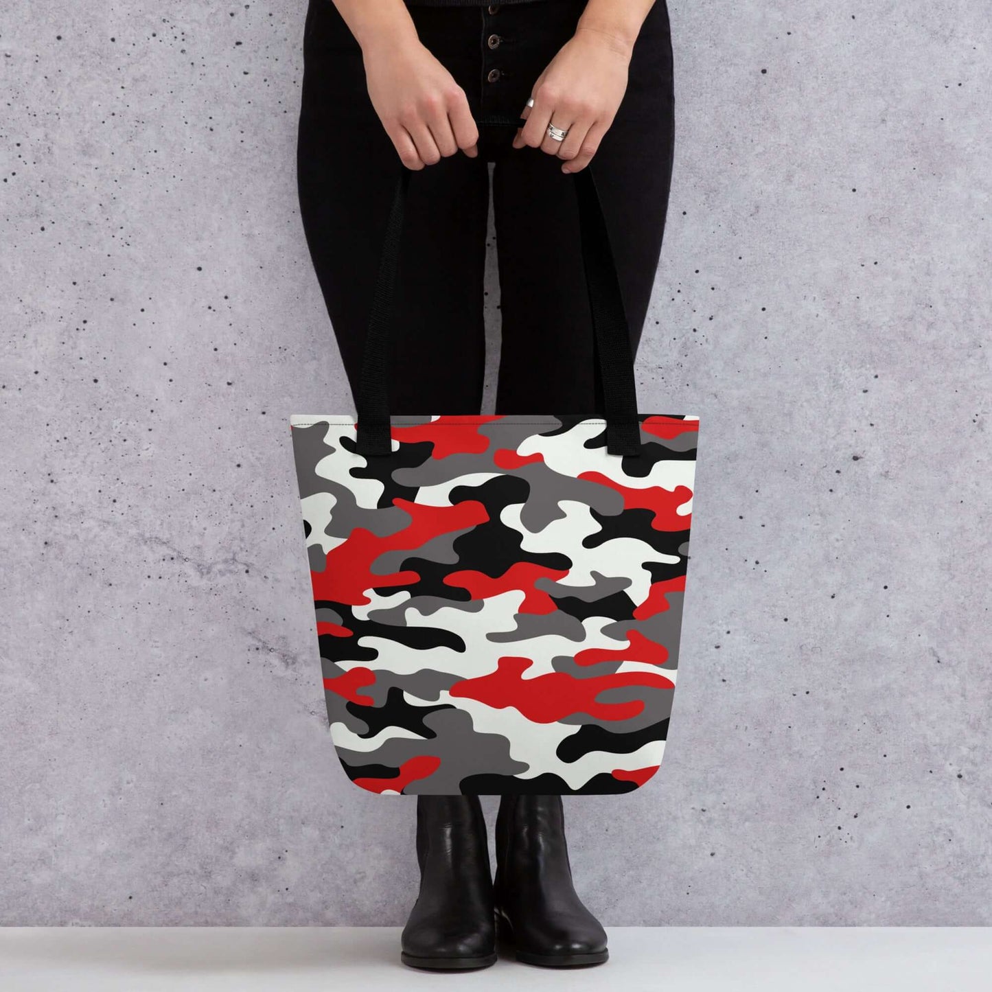 Camo Tote Bag | Red, Black & White Camouflage