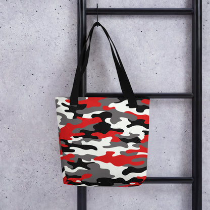 Camo Tote Bag | Red, Black & White Camouflage