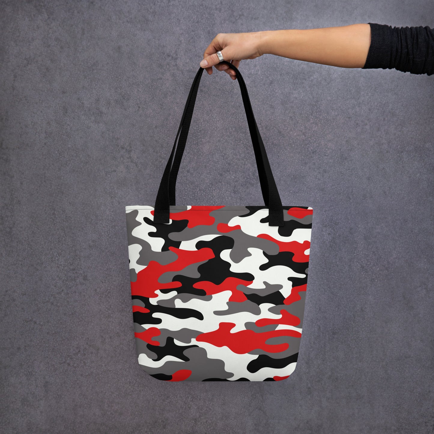 Camo Tote Bag | Red, Black & White Camouflage