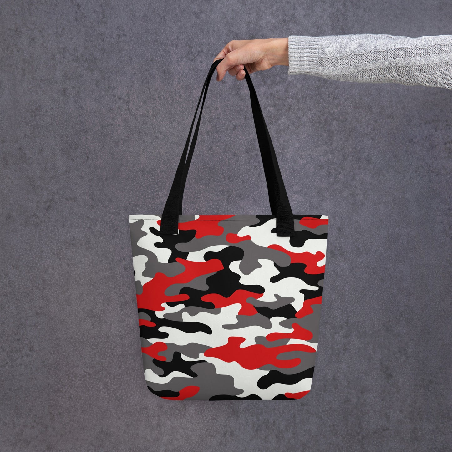 Camo Tote Bag | Red, Black & White Camouflage