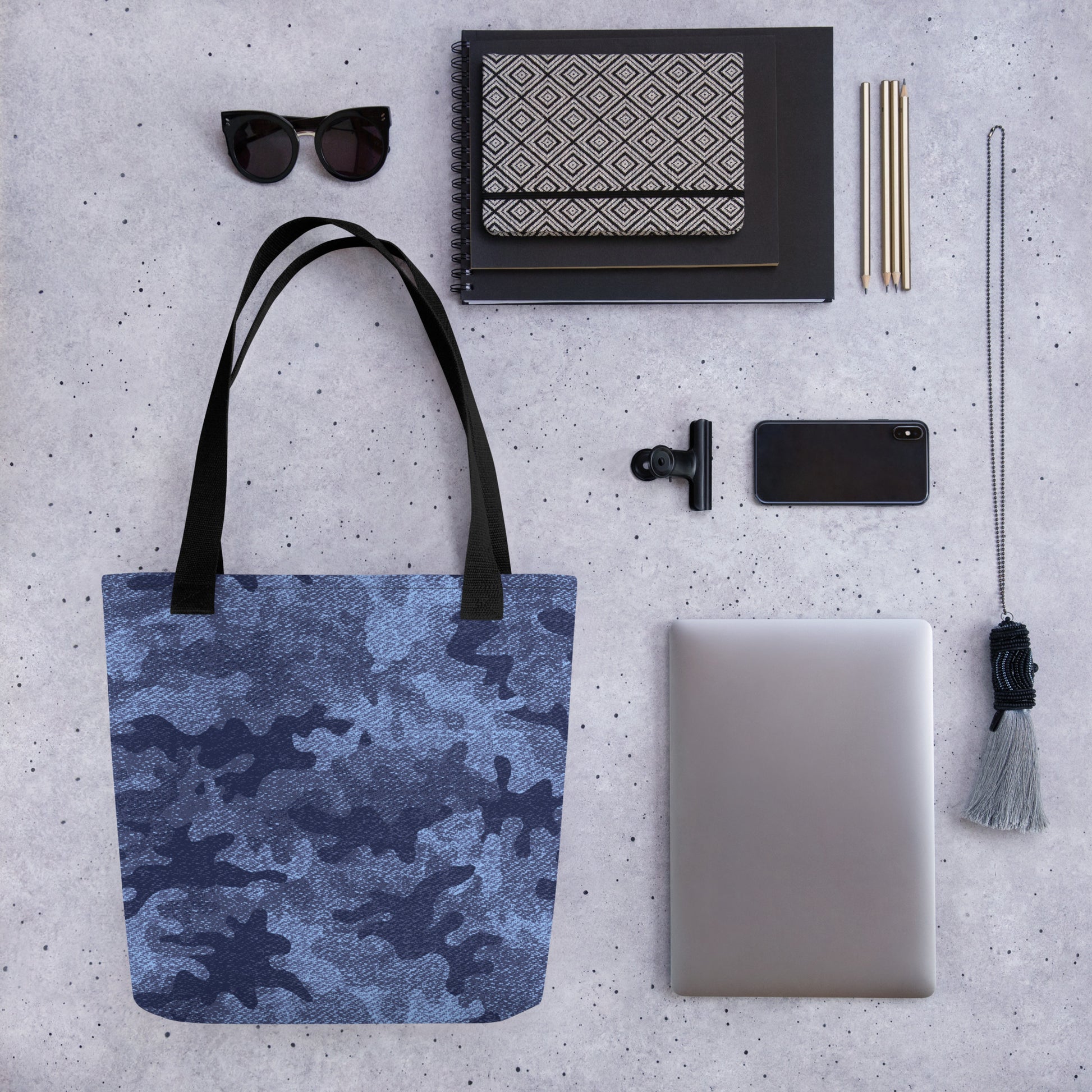 Camo Tote Bag | Denim Blue Camouflage