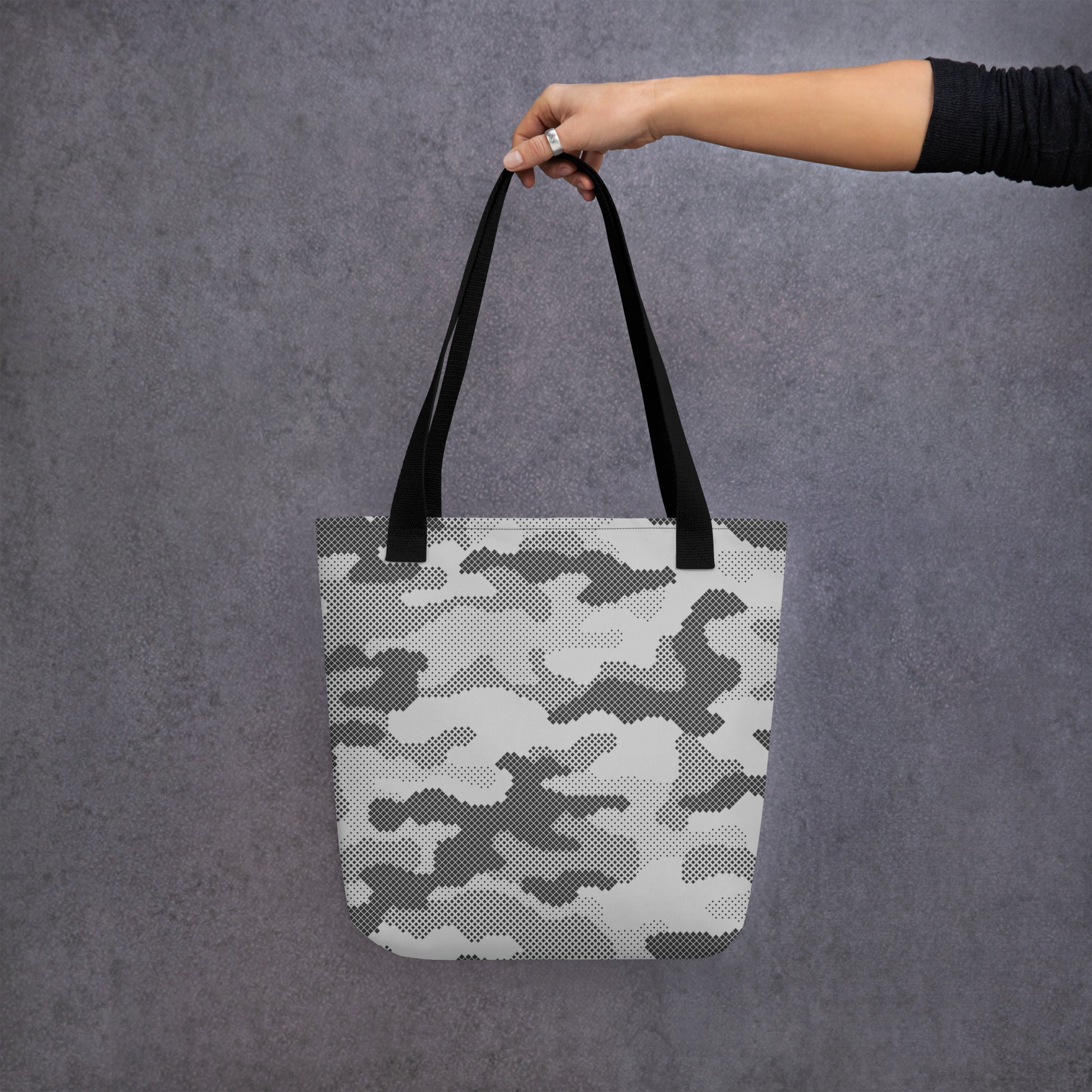 Camo Tote Bag | Black & White Digital Camouflage