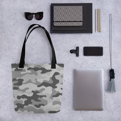 Camo Tote Bag | Black & White Digital Camouflage