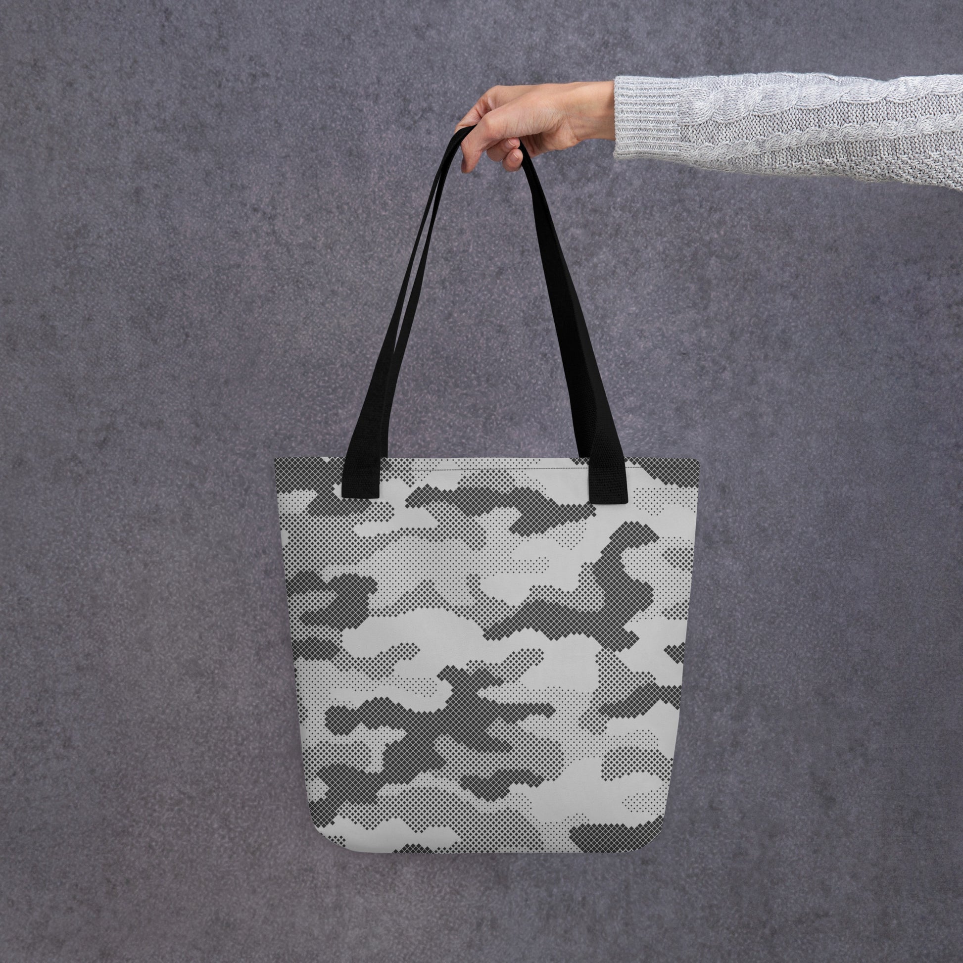 Camo Tote Bag | Black & White Digital Camouflage