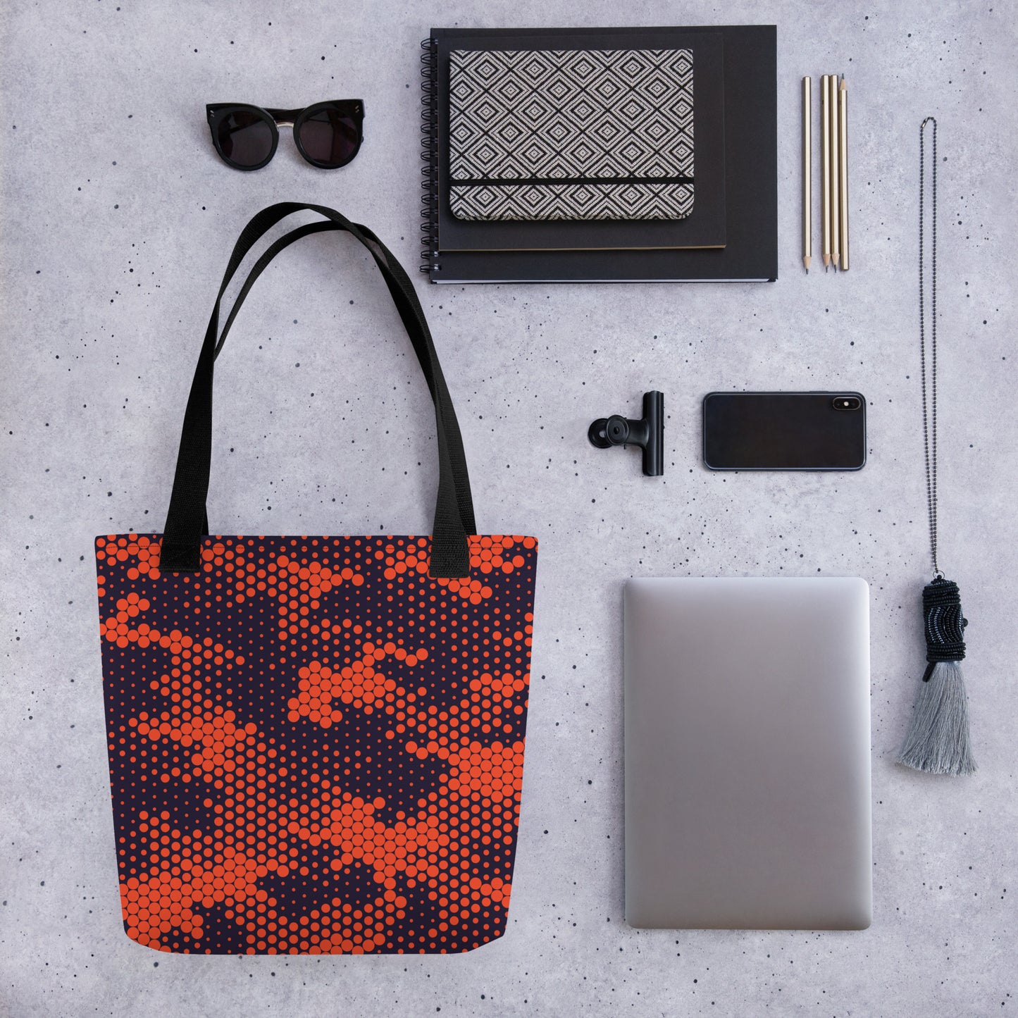 Camo Tote Bag | Orange & Blue Digital Camouflage