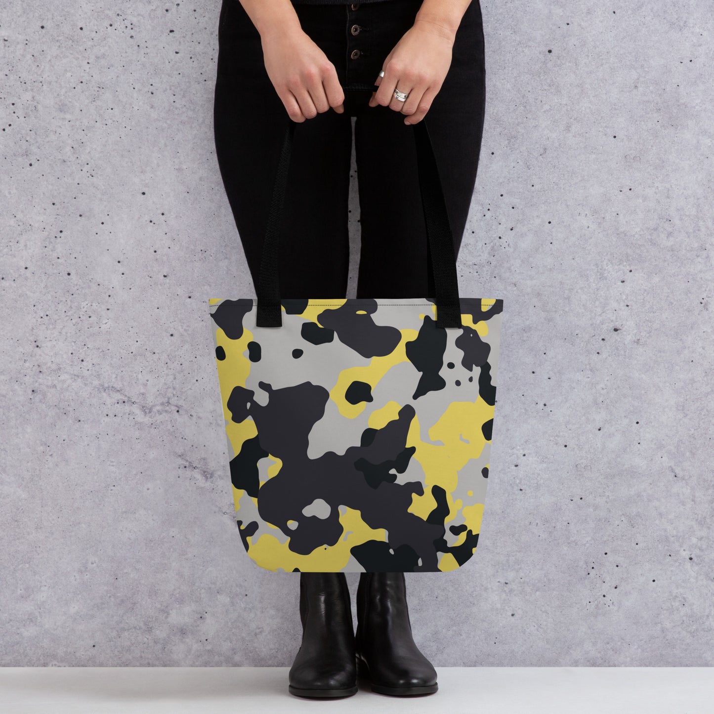 Camo Tote Bag | Yellow, Black & Silver Camouflage