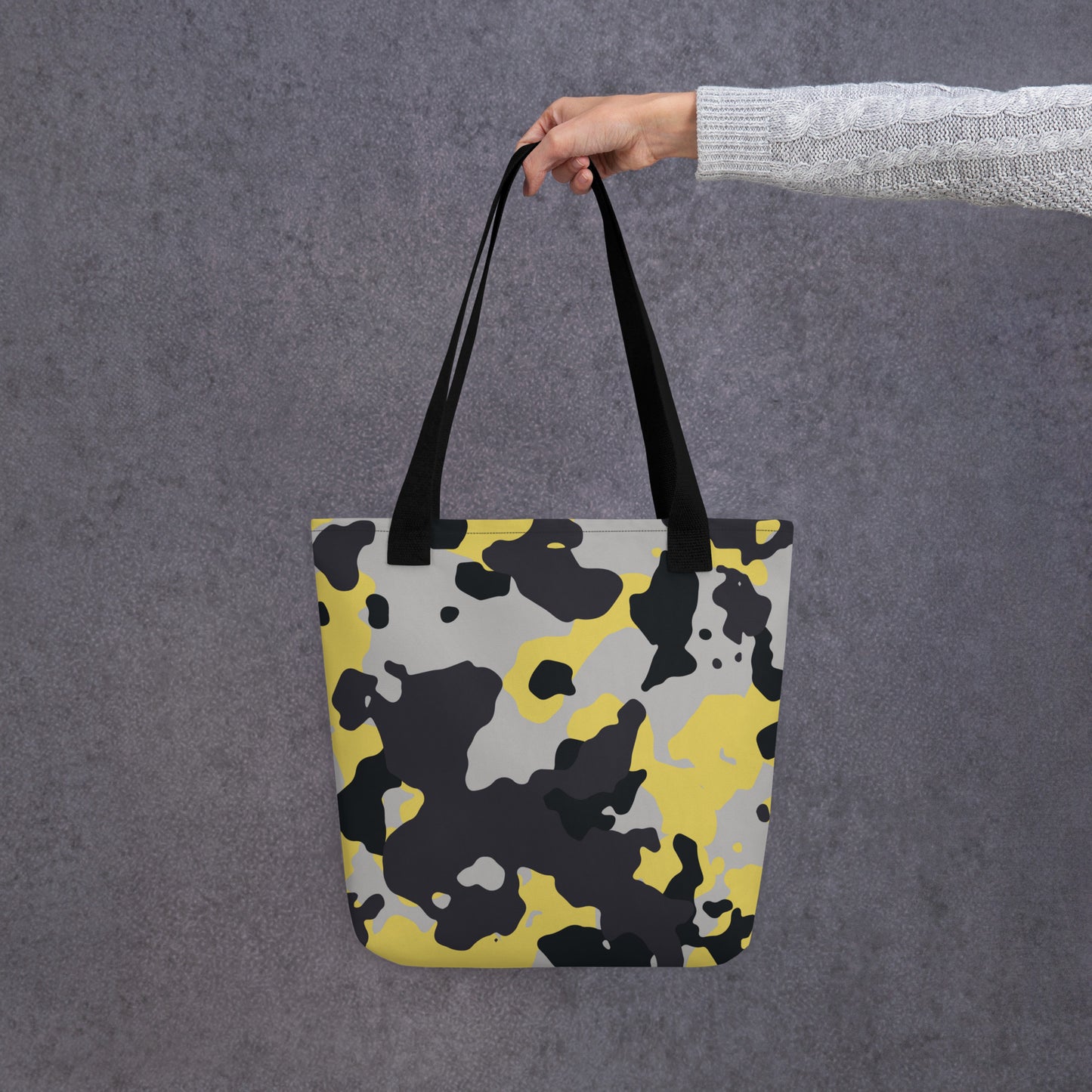 Camo Tote Bag | Yellow, Black & Silver Camouflage