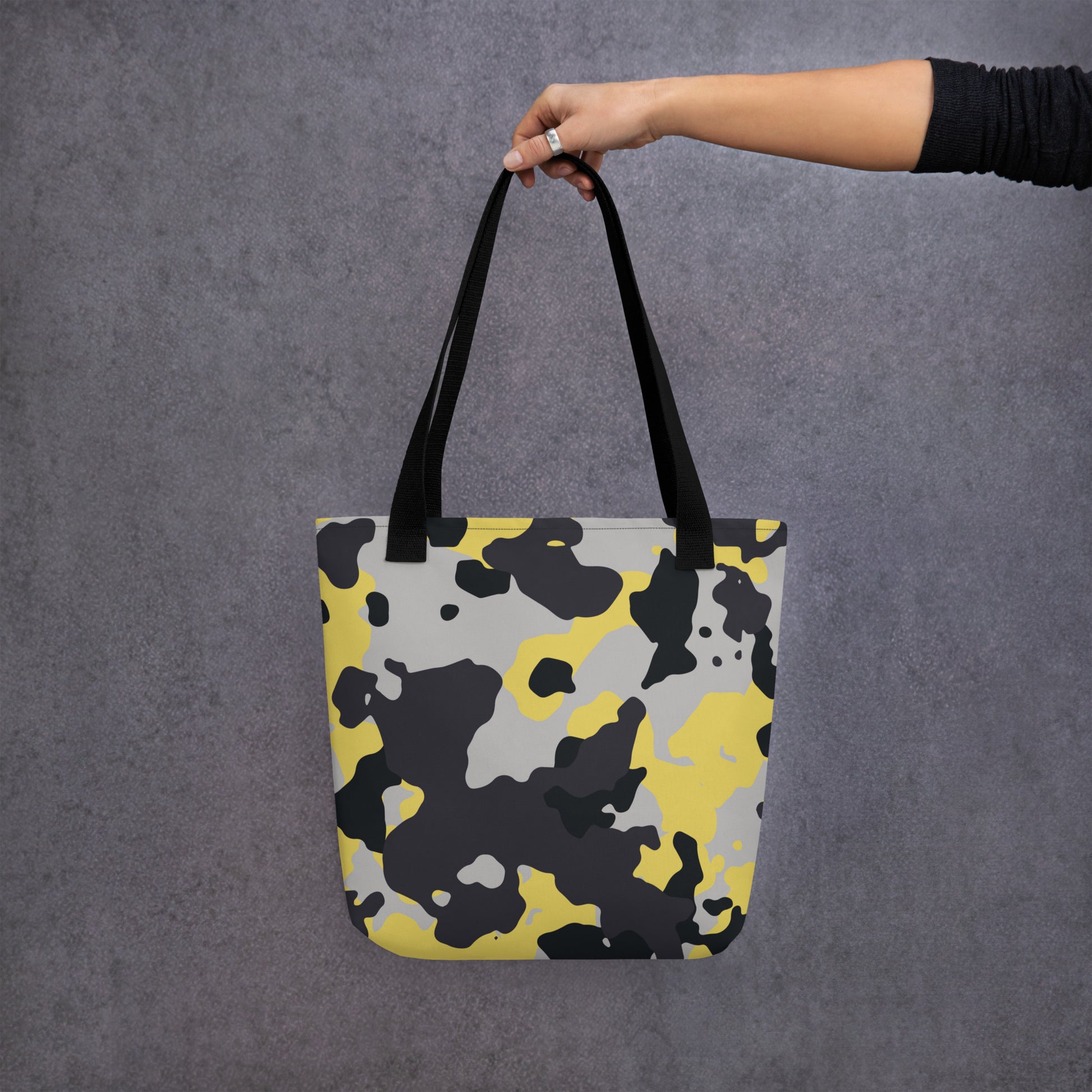 Camo Tote Bag | Yellow, Black & Silver Camouflage