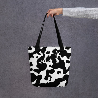 Camo Tote Bag | Black & White Cow Camouflage