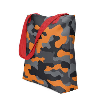 Camo Tote Bag | Orange, Black & Gray Camouflage