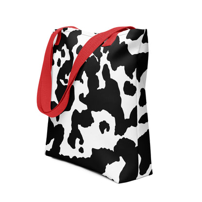 Camo Tote Bag | Black & White Cow Camouflage