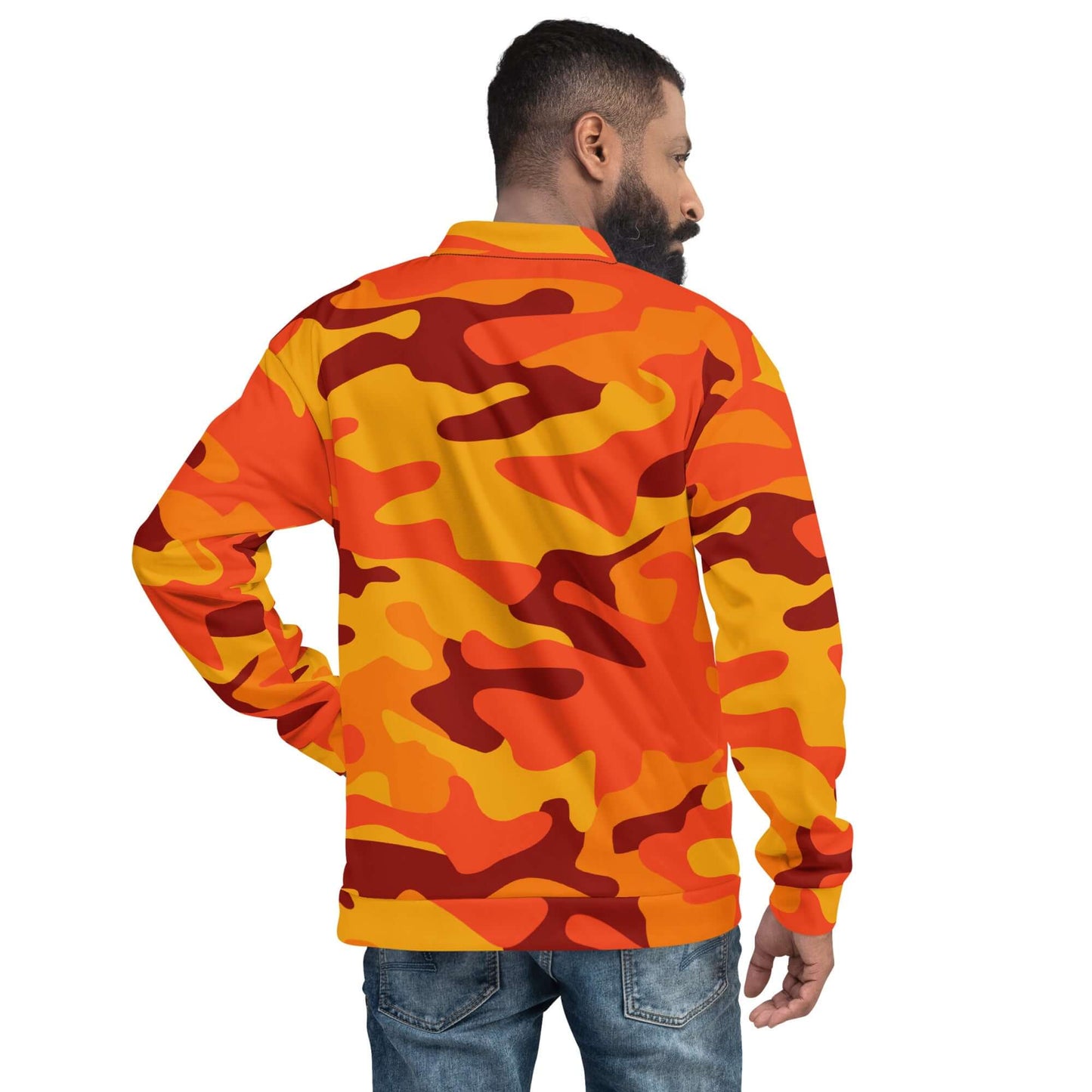 Camo Bomber Jacket | Unisex | Orange & Red