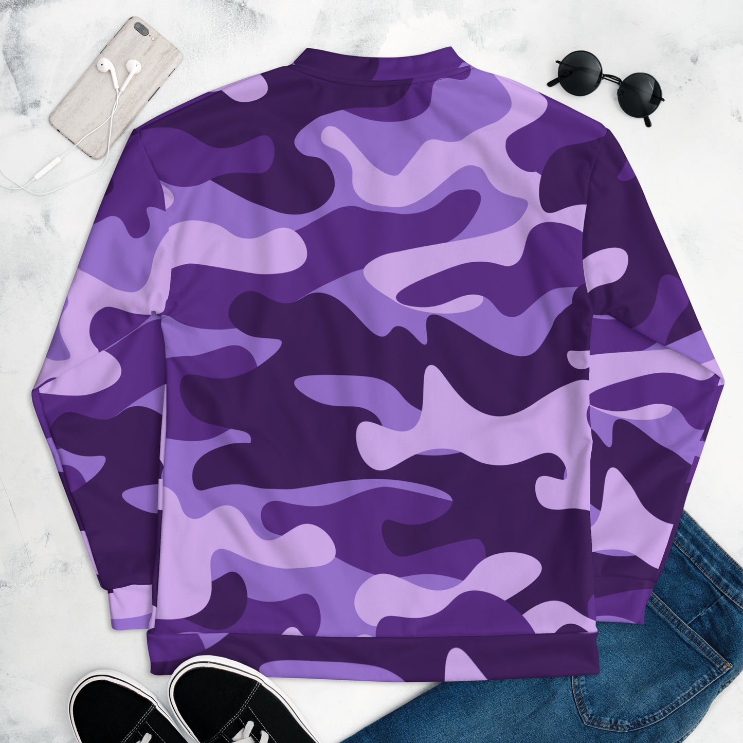 Camo Bomber Jacket | Unisex | Purple, Blue & Mauve